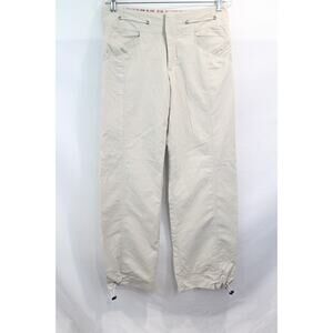 ATHLETA Tear Away B4 U Play Pants size 6 Beige Adjustable Hem Athleisure Hiking